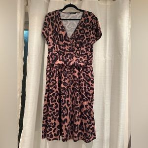 OUGES PLUS size Short Sleeve V Neck Casual Wrap Dress with Pockets, 2XL